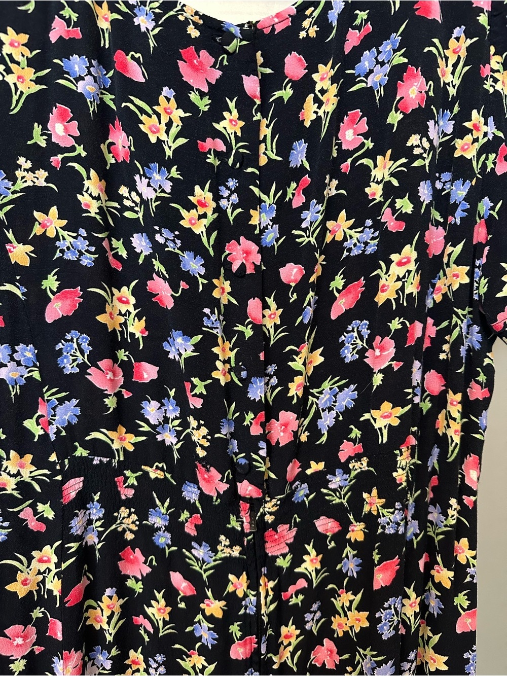 vintage 90s short-sleeve floral maxi dress by Maggy London size 16 - Picture 4 of 4